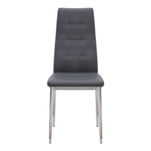 Καρέκλα τραπεζαρίας Rosa Megapap γκρι PU - μεταλλικό πόδι χρωμίου 41x48x98εκ. - Image 4