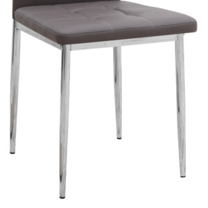 Καρέκλα τραπεζαρίας Rosa Megapap καφέ PU - μεταλλικό πόδι χρωμίου 41x48x98εκ. - Image 9