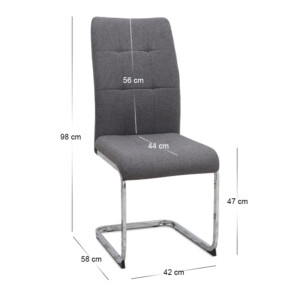 Καρέκλα τραπεζαρίας Laura Megapap γκρι ύφασμα - μεταλλική βάση χρωμίου 42x58x98εκ. - Image 11