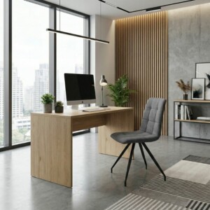 Καρέκλα τραπεζαρίας Bianca Megapap γκρι ύφασμα - μεταλλικό μαύρο πόδι 43x56x84εκ. - Image 5