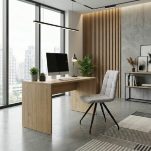 Καρέκλα τραπεζαρίας Bianca Megapap μπεζ ύφασμα - μεταλλικό μαύρο πόδι 43x56x84εκ. - Image 5