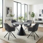 Πολυθρόνα τραπεζαρίας Gabriel Megapap γκρι ύφασμα - μεταλλικό μαύρο πόδι 58x60x85εκ. - Image 3