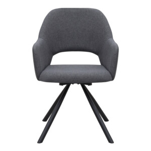 Πολυθρόνα τραπεζαρίας Gabriel Megapap γκρι ύφασμα - μεταλλικό μαύρο πόδι 58x60x85εκ. - Image 6