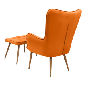 Πολυθρόνα - Μπερζέρα με υποπόδιο Lily Megapap κροκί βελούδο - μεταλλικό πόδι χρώμα φυσικό 70x62x98εκ. - Image 3