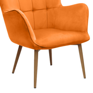 Πολυθρόνα - Μπερζέρα με υποπόδιο Lily Megapap κροκί βελούδο - μεταλλικό πόδι χρώμα φυσικό 70x62x98εκ. - Image 10