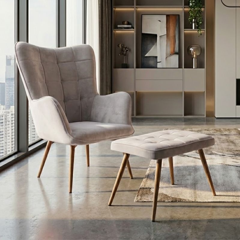 Πολυθρόνα - Μπερζέρα με υποπόδιο Lily Megapap μπεζ βελούδο - μεταλλικό πόδι χρώμα φυσικό 70x62x98εκ. Πολυθρόνα - Μπερζέρα με υποπόδιο Lily Megapap μπεζ βελούδο - μεταλλικό πόδι χρώμα φυσικό 70x62x98εκ.