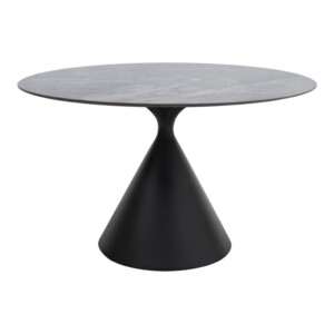 Τραπέζι Logan Megapap sintered stone - μέταλλο χρώμα γκρι εφέ μαρμάρου - μαύρο Ø120x72εκ. - Image 3