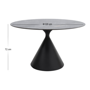 Τραπέζι Logan Megapap sintered stone - μέταλλο χρώμα γκρι εφέ μαρμάρου - μαύρο Ø120x72εκ. - Image 6