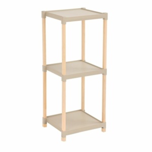 Ραφιέρα δαπέδου πλαστική - ξύλινη χρώμα φυσικό - μπεζ 28x25x72εκ. - Image 5