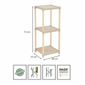 Ραφιέρα δαπέδου πλαστική - ξύλινη χρώμα φυσικό - μπεζ 28x25x72εκ. - Image 6