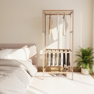 Ντουλάπα ρούχων ανοιχτή - Έπιπλο εισόδου ξύλινο - πλαστικό χρώμα φυσικό - μπεζ 75x46x156εκ. - Image 4