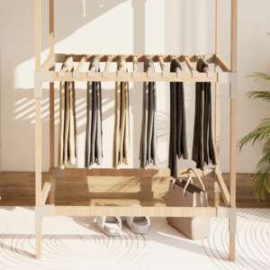 Ντουλάπα ρούχων ανοιχτή - Έπιπλο εισόδου ξύλινο - πλαστικό χρώμα φυσικό - μπεζ 75x46x156εκ. - Image 5