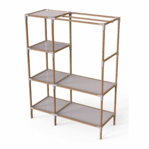 Ντουλάπα ρούχων ανοιχτή - Έπιπλο εισόδου ξύλινο - πλαστικό χρώμα φυσικό - μπεζ 117x47x155εκ. - Image 4