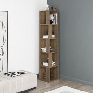 Βιβλιοθήκη γωνιακή Piano Megapap χρώμα ανοιχτό καρυδί 31