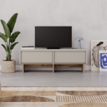 Έπιπλο τηλεόρασης Yuki Megapap χρώμα sandstone - sepet oak 118x35x40,6εκ. - Image 3