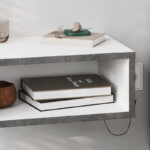 Κομοδίνο επιτοίχιο Brik Megapap με LED χρώμα λευκό - γκρι ρετρό 45x30x18εκ. - Image 6