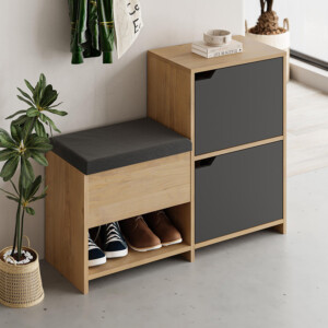 Παπουτσοθήκη Haven Megapap χρώμα sapphire oak - ανθρακί 101x35x80