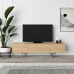 Έπιπλο τηλεόρασης Jacomen Megapap χρώμα sapphire oak 160x35x43εκ. - Image 3