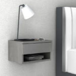 Κομοδίνο επιτοίχιο Mary Megapap χρώμα γκρι σκυροδέματος 40x30x23εκ.