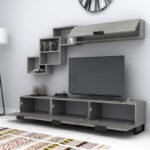 Σύνθεση τηλεόρασης Heydar Megapap χρώμα γκρι σκυροδέματος 210x35x40εκ. - Image 2