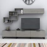 Σύνθεση τηλεόρασης Heydar Megapap χρώμα γκρι σκυροδέματος 210x35x40εκ. - Image 3