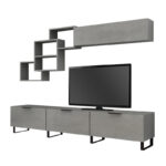 Σύνθεση τηλεόρασης Heydar Megapap χρώμα γκρι σκυροδέματος 210x35x40εκ. - Image 5