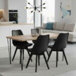 Σετ τραπεζαρία 5τμχ Roger - Viva Megapap Mdf - PP χρώμα ακακίας - μαύρο 120x70x75εκ.