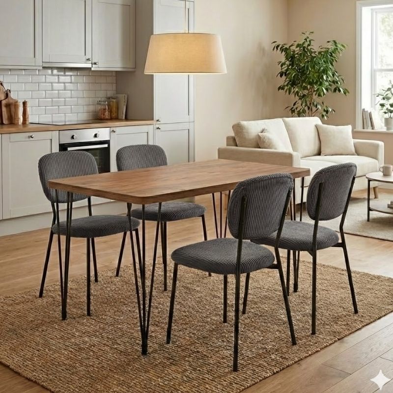 Σετ τραπεζαρία 5τμχ Roger - Kevin Megapap Mdf - ύφασμα χρώμα ακακίας - γκρι 120x70x75εκ. Σετ τραπεζαρία 5τμχ Roger - Kevin Megapap Mdf - ύφασμα χρώμα ακακίας - γκρι 120x70x75εκ.