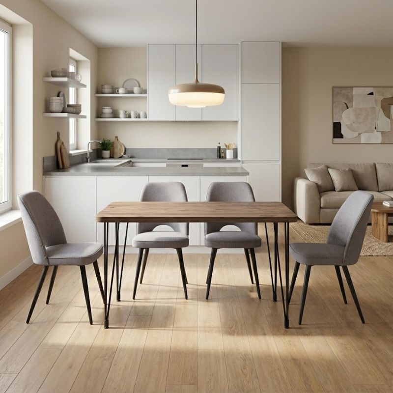 Σετ τραπεζαρία 5τμχ Roger - Christy Megapap Mdf - ύφασμα χρώμα ακακίας - ανοιχτό μπεζ 120x70x75εκ. Σετ τραπεζαρία 5τμχ Roger - Christy Megapap Mdf - ύφασμα χρώμα ακακίας - ανοιχτό μπεζ 120x70x75εκ.