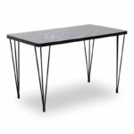 Σετ τραπεζαρία 5τμχ Roger - Bianca Megapap Mdf - ύφασμα χρώμα μαύρο εφέ μαρμάρου - γκρι 120x70x75εκ. - Image 4