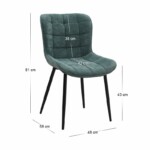 Σετ τραπεζαρία 5τμχ Roger - Chiara Megapap Mdf - ύφασμα χρώμα μαύρο εφέ μαρμάρου - πράσινο 120x70x75εκ. - Image 6