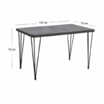 Σετ τραπεζαρία 5τμχ Roger - Iris Megapap Mdf - ύφασμα χρώμα σκούρο γκρι σκυροδέματος - γκρι 120x70x75εκ. - Image 7