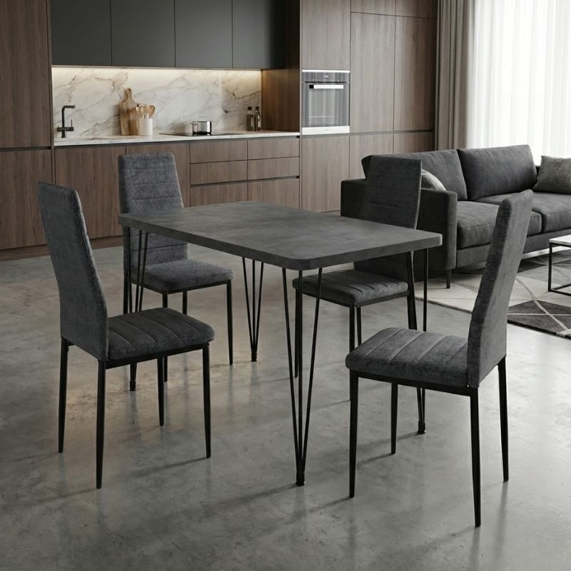 Σετ τραπεζαρία 5τμχ Roger - Rosa Megapap Mdf - ύφασμα χρώμα σκούρο γκρι σκυροδέματος - γκρι 120x70x75εκ. Σετ τραπεζαρία 5τμχ Roger - Rosa Megapap Mdf - ύφασμα χρώμα σκούρο γκρι σκυροδέματος - γκρι 120x70x75εκ.