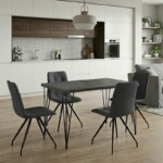 Σετ τραπεζαρία 5τμχ Roger - Bianca Megapap Mdf - ύφασμα χρώμα σκούρο γκρι σκυροδέματος - γκρι 120x70x75εκ.