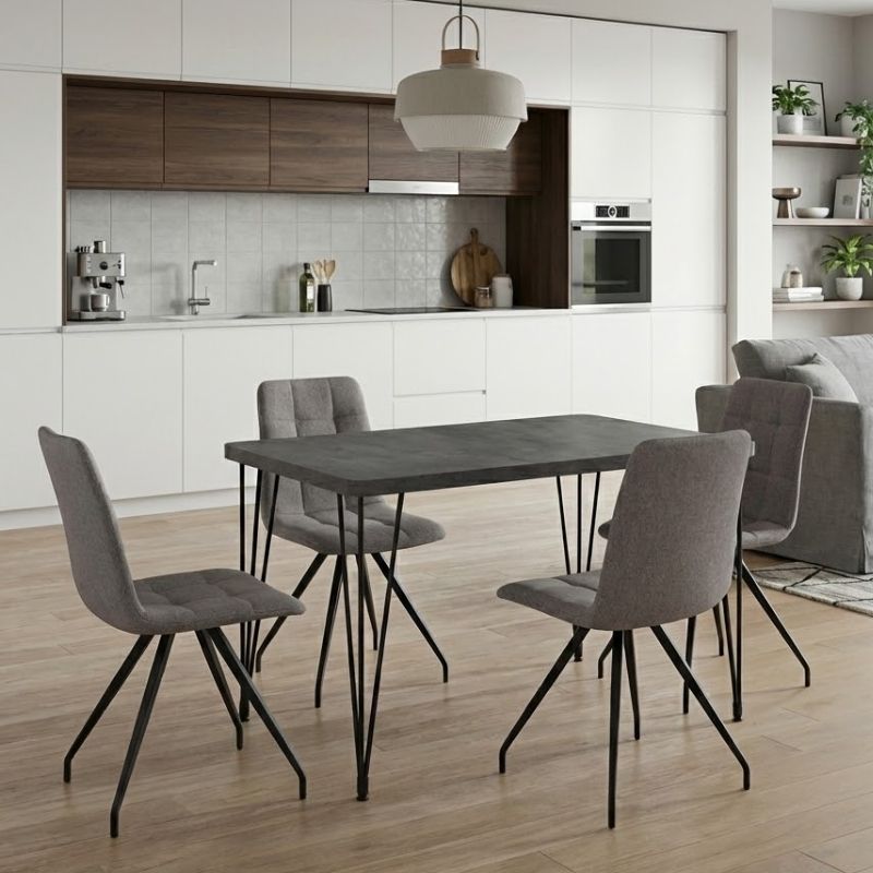 Σετ τραπεζαρία 5τμχ Roger - Bianca Megapap Mdf - ύφασμα χρώμα σκούρο γκρι σκυροδέματος - ανοιχτό μπεζ 120x70x75εκ. Σετ τραπεζαρία 5τμχ Roger - Bianca Megapap Mdf - ύφασμα χρώμα σκούρο γκρι σκυροδέματος - ανοιχτό μπεζ 120x70x75εκ.