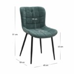 Σετ τραπεζαρία 5τμχ Roger - Chiara Megapap Mdf - ύφασμα χρώμα σκούρο γκρι σκυροδέματος - πράσινο 120x70x75εκ. - Image 6