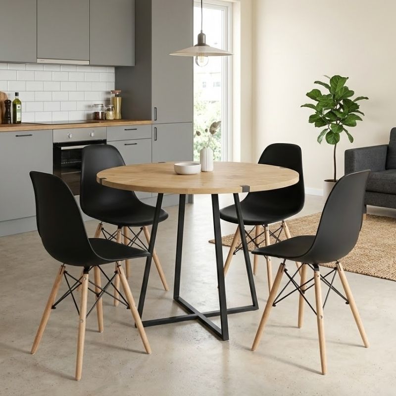 Σετ τραπεζαρία 5τμχ Rubes - Nova Megapap χρώμα φυσικό οξιάς - μαύρο Ø100x78εκ. Σετ τραπεζαρία 5τμχ Rubes - Nova Megapap χρώμα φυσικό οξιάς - μαύρο Ø100x78εκ.