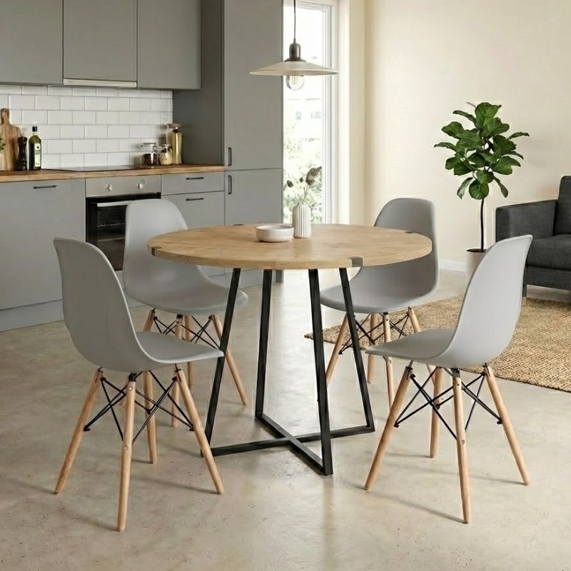 Σετ τραπεζαρία 5τμχ Rubes - Nova Megapap χρώμα φυσικό οξιάς - γκρι Ø100x78εκ. Σετ τραπεζαρία 5τμχ Rubes - Nova Megapap χρώμα φυσικό οξιάς - γκρι Ø100x78εκ.