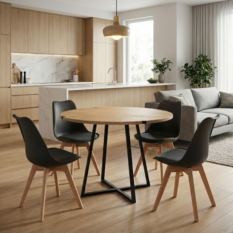 Σετ τραπεζαρία 5τμχ Rubes - Viva Megapap χρώμα φυσικό οξιάς - μαύρο Ø100x78εκ. Σετ τραπεζαρία 5τμχ Rubes - Viva Megapap χρώμα φυσικό οξιάς - μαύρο Ø100x78εκ.