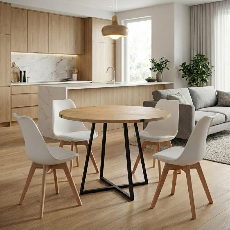 Σετ τραπεζαρία 5τμχ Rubes - Viva Megapap χρώμα φυσικό οξιάς - λευκό Ø100x78εκ. Σετ τραπεζαρία 5τμχ Rubes - Viva Megapap χρώμα φυσικό οξιάς - λευκό Ø100x78εκ.