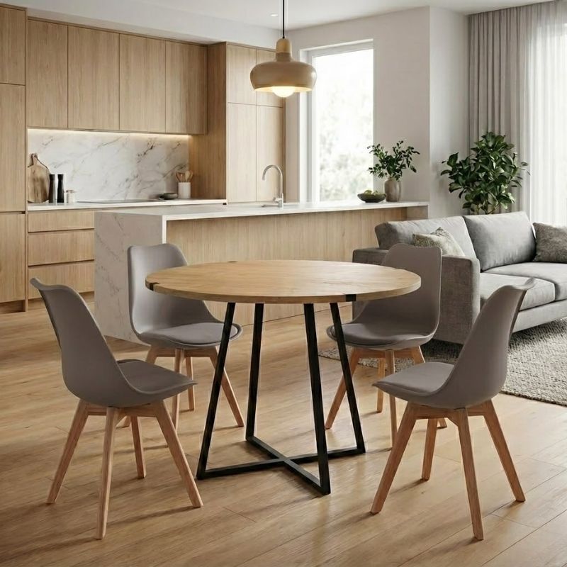 Σετ τραπεζαρία 5τμχ Rubes - Viva Megapap χρώμα φυσικό οξιάς - cappuccino Ø100x78εκ. Σετ τραπεζαρία 5τμχ Rubes - Viva Megapap χρώμα φυσικό οξιάς - cappuccino Ø100x78εκ.