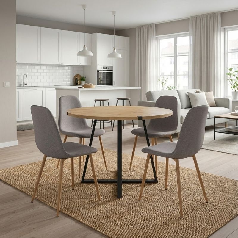 Σετ τραπεζαρία 5τμχ Rubes - Iris Megapap χρώμα φυσικό οξιάς - ανοιχτό μπεζ Ø100x78εκ. Σετ τραπεζαρία 5τμχ Rubes - Iris Megapap χρώμα φυσικό οξιάς - ανοιχτό μπεζ Ø100x78εκ.