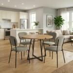 Σετ τραπεζαρία 5τμχ Rubes - Kevin Megapap χρώμα φυσικό οξιάς - λαδί Ø100x78εκ.