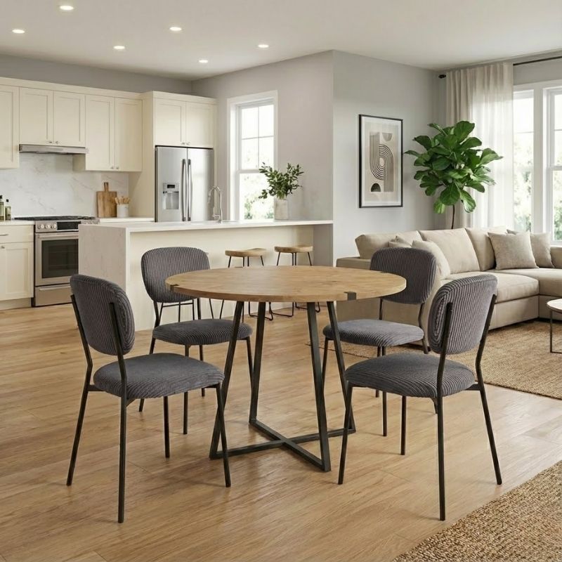 Σετ τραπεζαρία 5τμχ Rubes - Kevin Megapap χρώμα φυσικό οξιάς - γκρι Ø100x78εκ. Σετ τραπεζαρία 5τμχ Rubes - Kevin Megapap χρώμα φυσικό οξιάς - γκρι Ø100x78εκ.