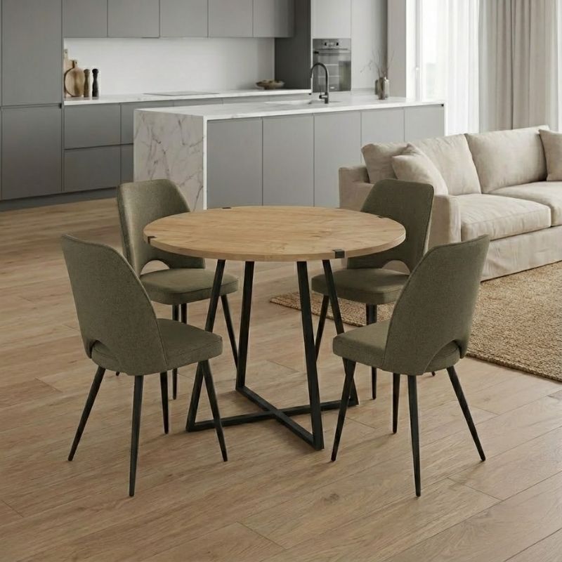 Σετ τραπεζαρία 5τμχ Rubes - Christy Megapap χρώμα φυσικό οξιάς - λαδί Ø100x78εκ. Σετ τραπεζαρία 5τμχ Rubes - Christy Megapap χρώμα φυσικό οξιάς - λαδί Ø100x78εκ.