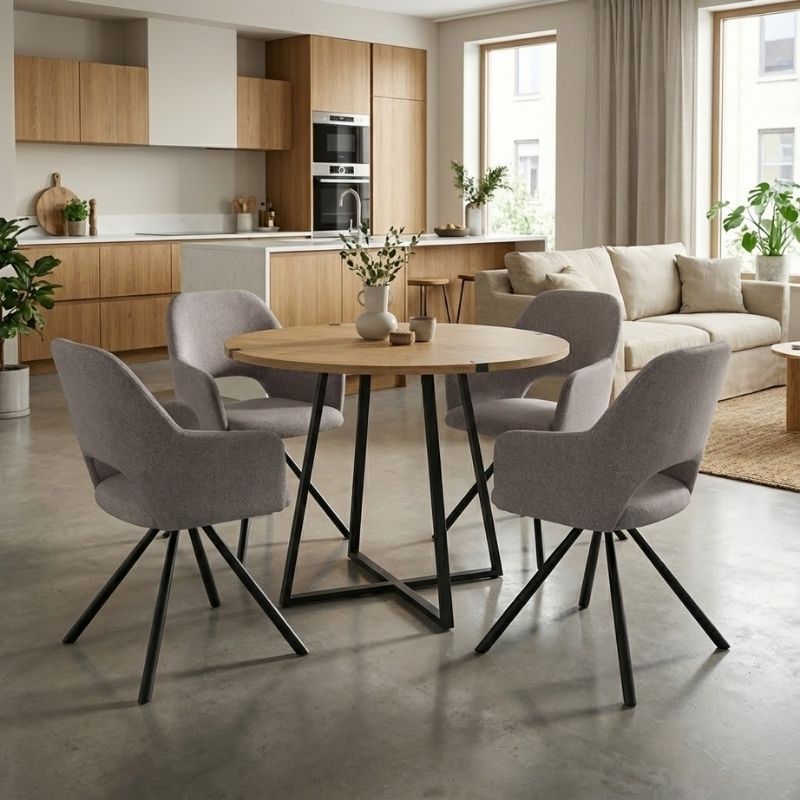 Σετ τραπεζαρία 5τμχ Rubes - Gabriel Megapap χρώμα φυσικό οξιάς - ανοιχτό μπεζ Ø100x78εκ. Σετ τραπεζαρία 5τμχ Rubes - Gabriel Megapap χρώμα φυσικό οξιάς - ανοιχτό μπεζ Ø100x78εκ.