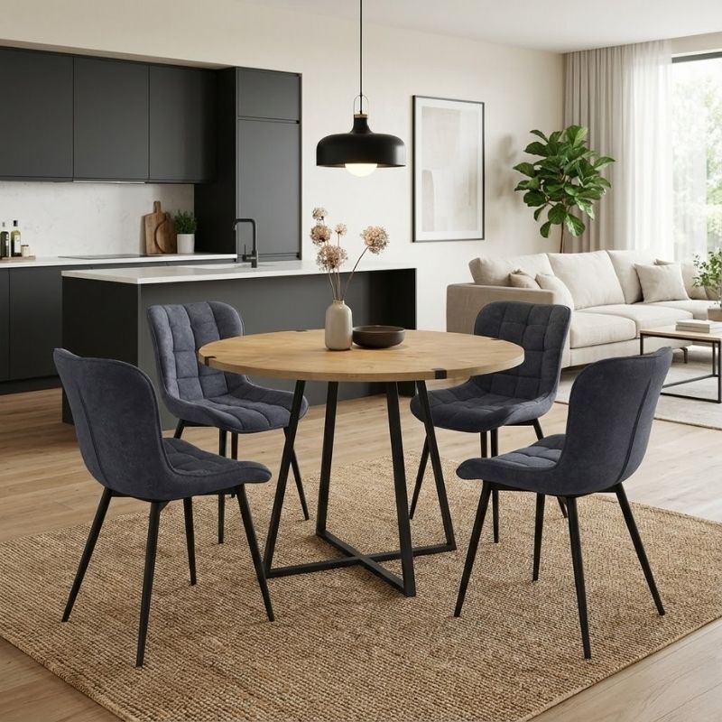 Σετ τραπεζαρία 5τμχ Rubes - Chiara Megapap χρώμα φυσικό οξιάς - ανθρακί Ø100x78εκ. Σετ τραπεζαρία 5τμχ Rubes - Chiara Megapap χρώμα φυσικό οξιάς - ανθρακί Ø100x78εκ.