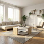 Τραπεζάκι σαλονιού Marbel Megapap χρώμα sapphire oak - λευκό εφέ μαρμάρου 75x75x40εκ. - Image 5