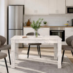 Τραπέζι Darlen Megapap χρώμα λευκό εφέ μαρμάρου 125x72x74εκ. - Image 3