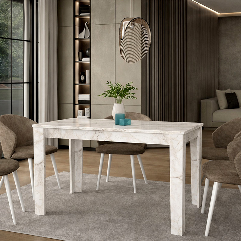 Τραπέζι Darlen Megapap χρώμα λευκό εφέ μαρμάρου 125x72x74εκ. Τραπέζι Darlen Megapap χρώμα λευκό εφέ μαρμάρου 125x72x74εκ.